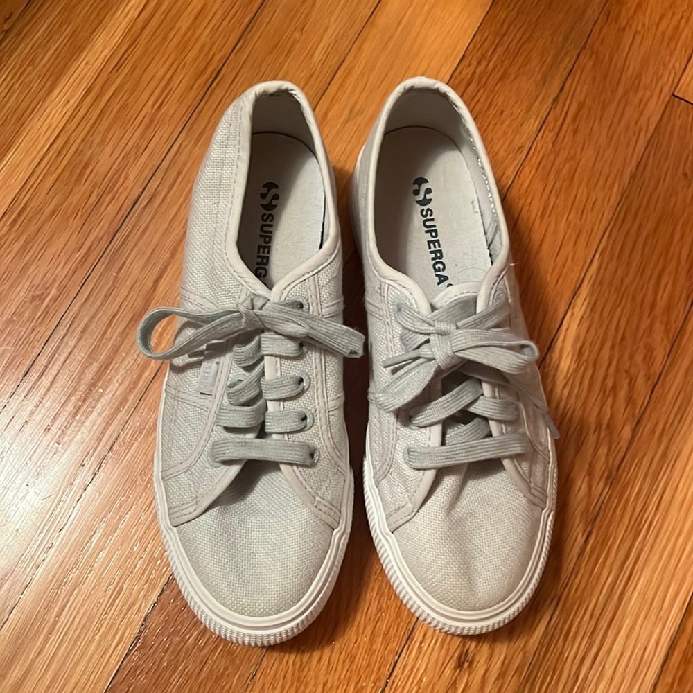 Grey Superga platform sneakers